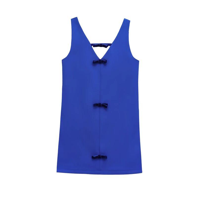 Fall and Winter New Women's Clothing Fashion New Year Dress Velvet Bowknot Decoration Short Dress 9860188