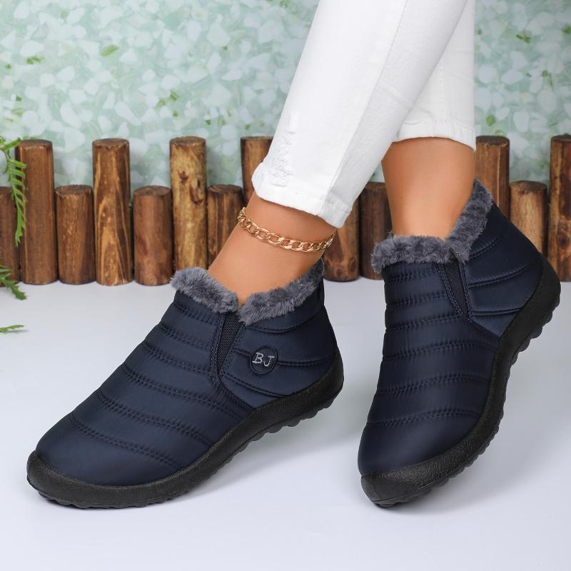 Winter Wasserdichte Stiefel für Damen 2024 Neu Plüsch Schneestiefel Damen Stiefeletten Warm Schwarz Paar Baumwolle Paare Plateau Schuhe