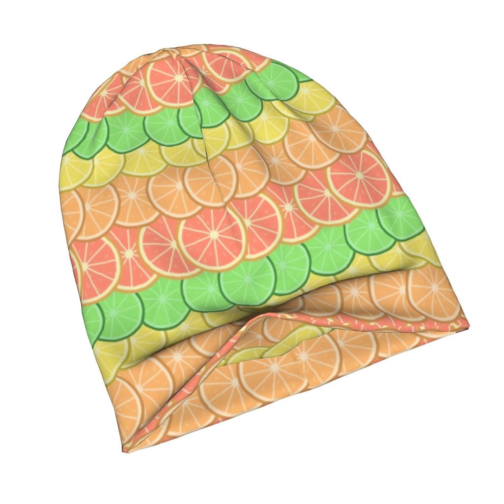 ZLIENSZUS Citrus Stripe Beanie Hat for & - Citrus Fruit Pattern Winter, Urban Style Unisex, Versatile for Commuting, Evening Outfits, Casual Wear - Fa