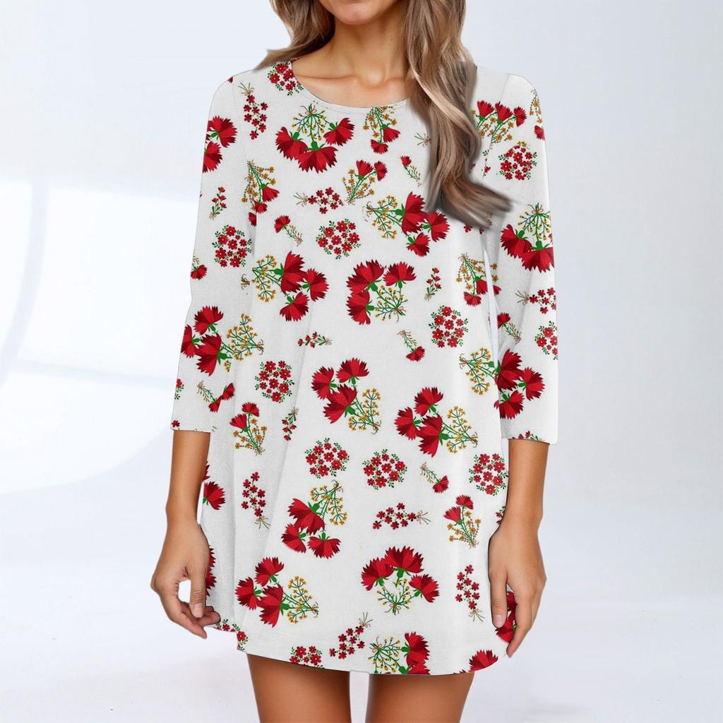 Dammode Casual Trekvartsärm Rundhalsad Topp