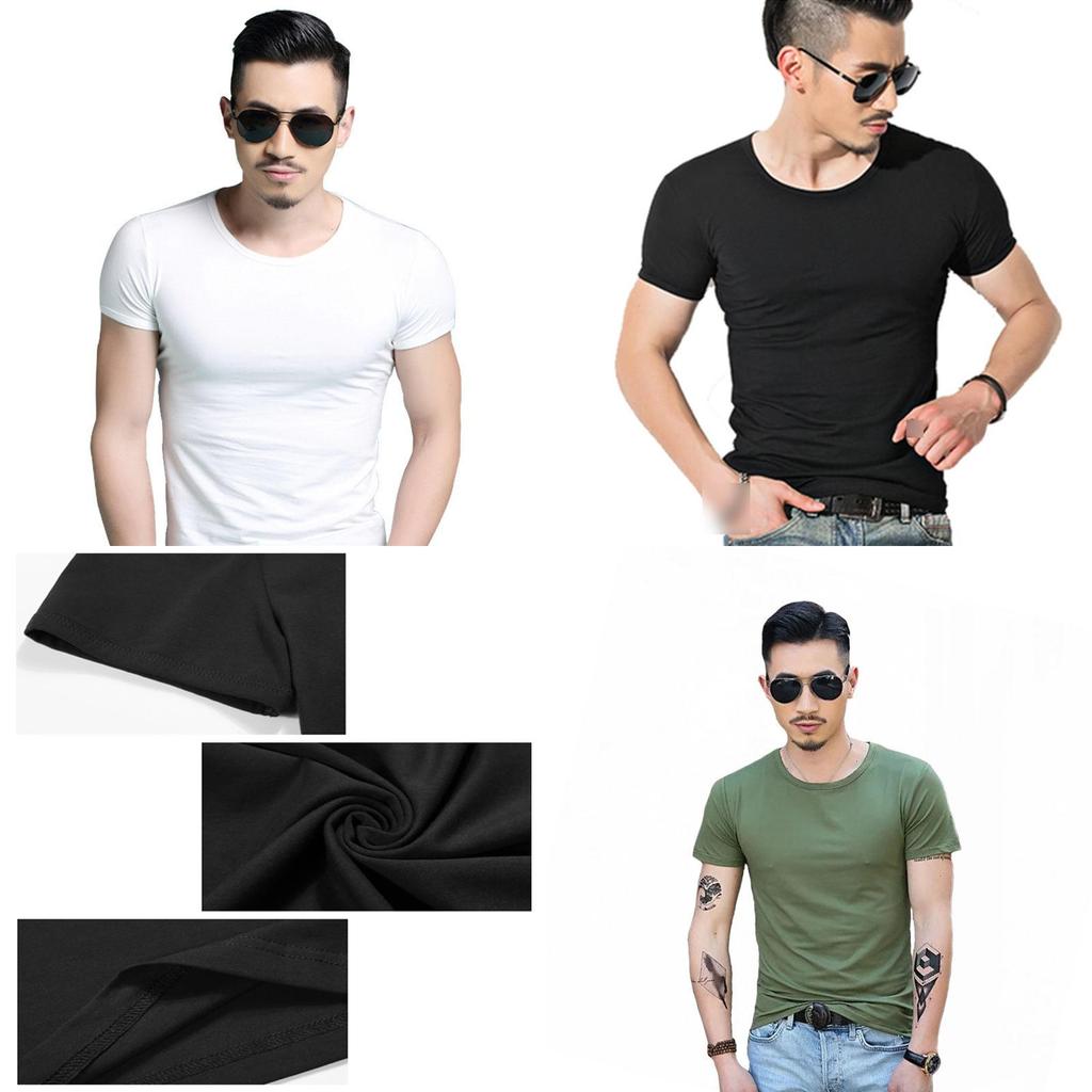 Men's Summer Casual Fashion Solid Color O-neck T-shirt With Short Sleeves