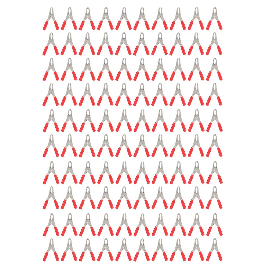 100PCS Insulated Clip 20A High Accuracy Process Elasticity with PVC Insulating Sheath for Experimental Test WireRed