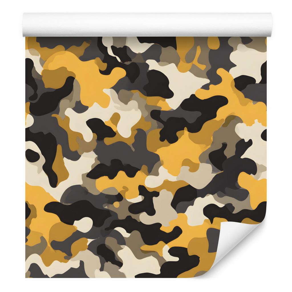 Military Camouflage Wallpaper Gold and Brown for Living Room and Bedroom 50x1000