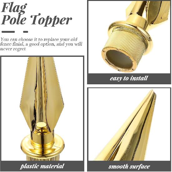 

BESPORTBLE Golden Plastic Flag Head Topper for Office Conference Flagpole - 8.26 Inch Durable Flag Pole Ornament for Outdoor and Indoor Use