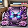 Romantic Purple Rose Garden Blanket, Vibrant Butterfly Art Themed Soft Cover