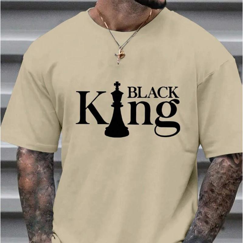 New Summer Men's Fashion T-shirt Letter Tower Printed Men's T-shirt Top