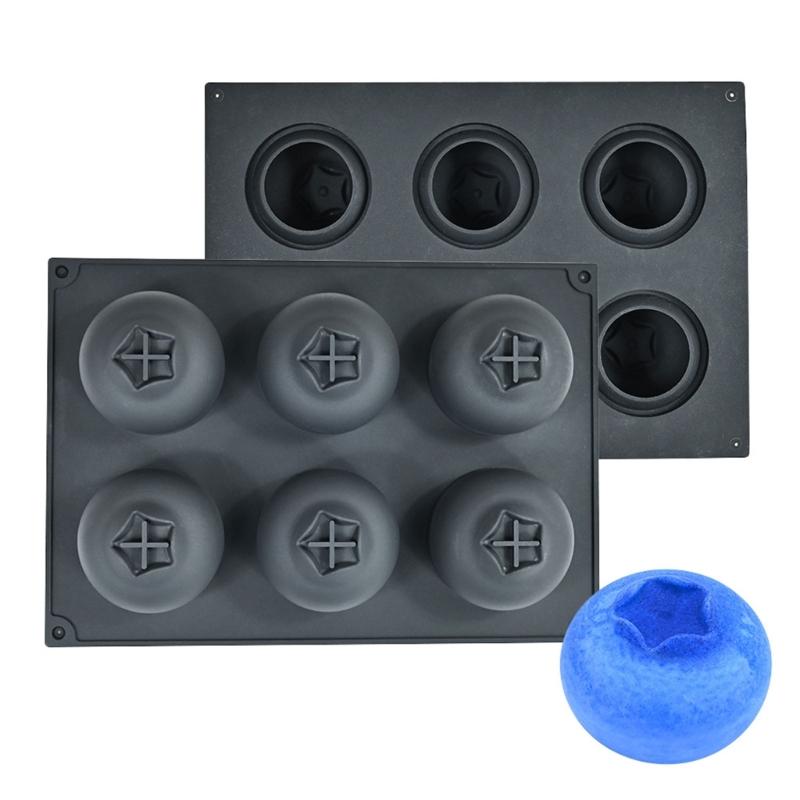 6 Cavity Food Grade Silicone Cake Molds For Making Blueberry Shape Mousse Cake Chocolate And Dessert Making Essential