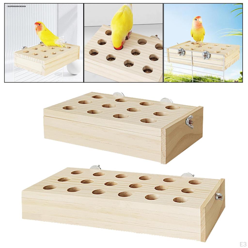 Bird Feeder Box Interactive Toy Wooden Feeding for Chinchilla Rabbits
