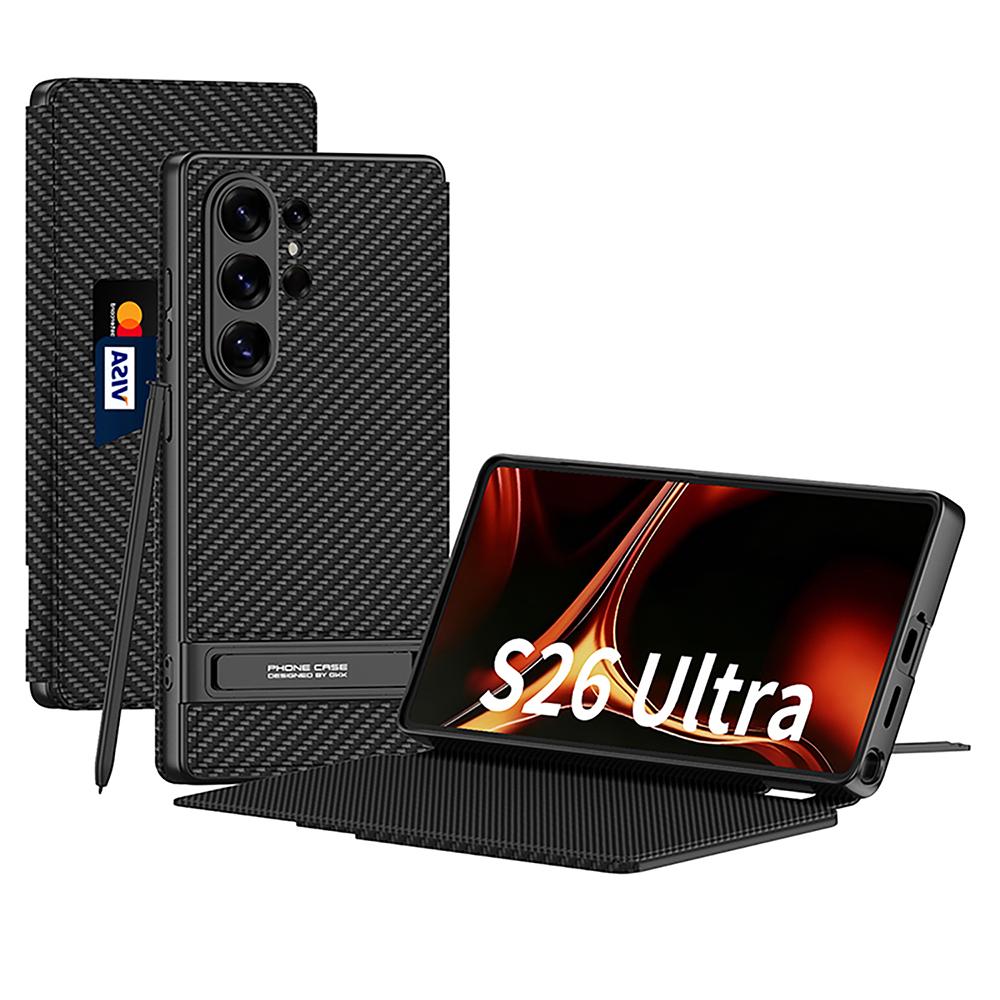 GKK Чехол-книжка из кожи для телефона Samsung Galaxy S26 Ultra со скрытой подставкой и держателем для карт