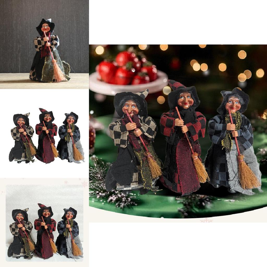 Halloween Witch Figure With Fabric Dress For Haunted Room Atmosphere Decoration