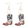Fashionable Wood Earrings In Retro Western Styles Decoration for Independence Day and Everyday Daily Casual Wear