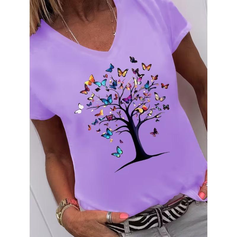 Women's V-neck short-sleeved T-shirt casual fashion