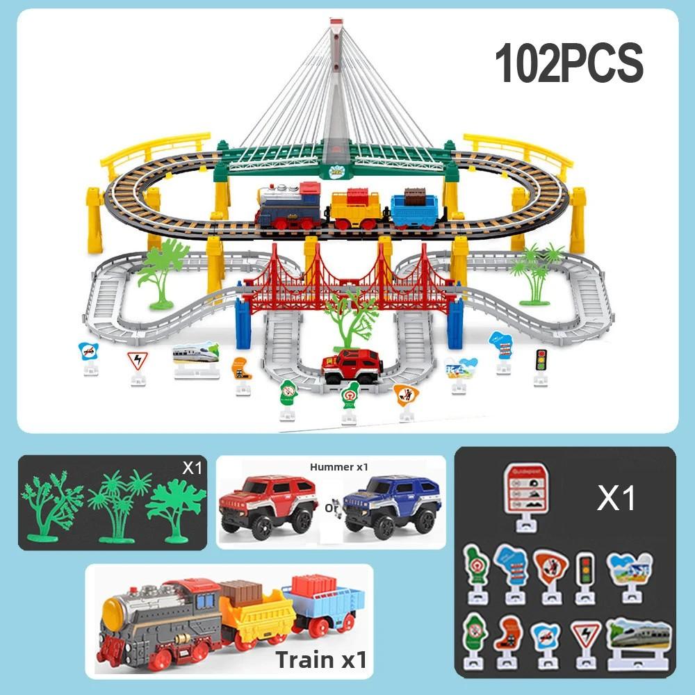 

102 шт. многофункциональный детский электропоезд набор вагонов многослойный светофор эстакада головоломка строительство мальчик девочка подарок B021