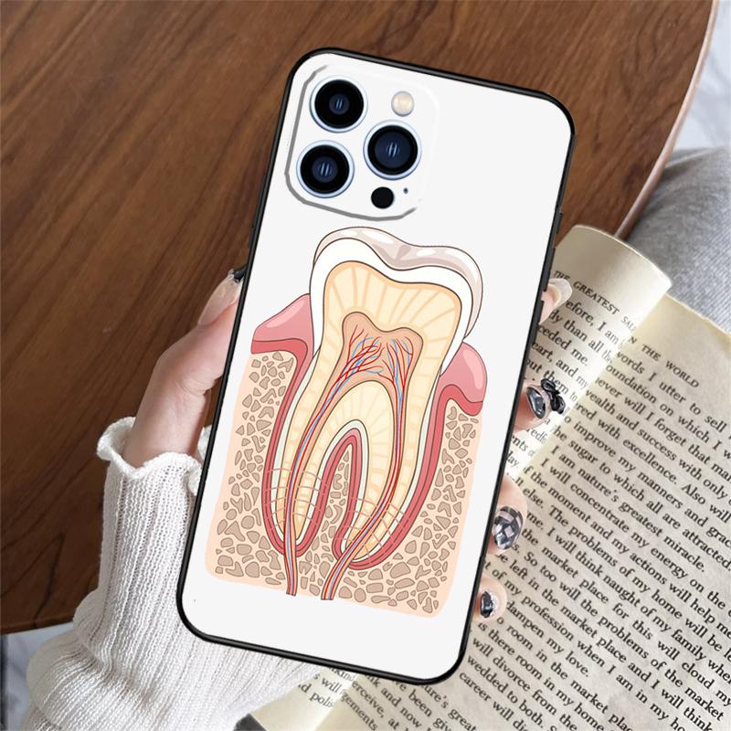 

Cartoon Dentist Dental Teeth Phone Case For iPhone 16 15 14 13 12 11 Pro Max Plus 12 13 Mini XR 16e Funda Silicone Cover iPhone 12