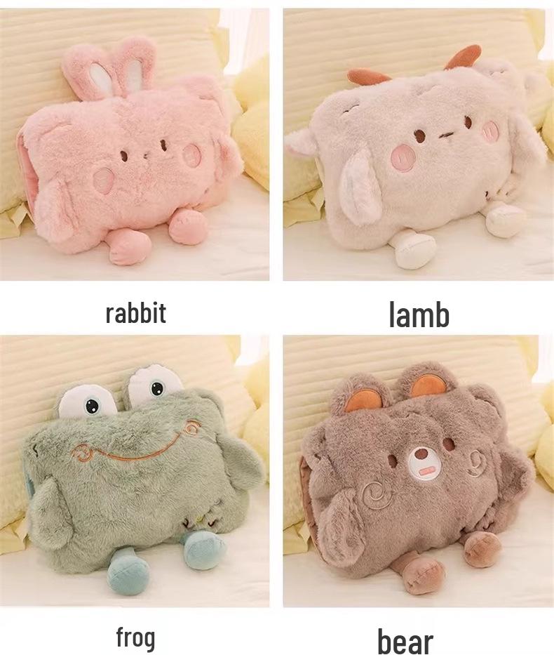 Rechargeable Plush Hot Water Bottle & Belly Warmer - Explosion-Proof Electric Heating Hand Warmer for Women