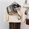 Color Matching Plant Flower Silk Scarf Four Seasons Foreign Gas Cotton And Linen Square Scarf Thin Windproof Neck Protection Scarf Decoration