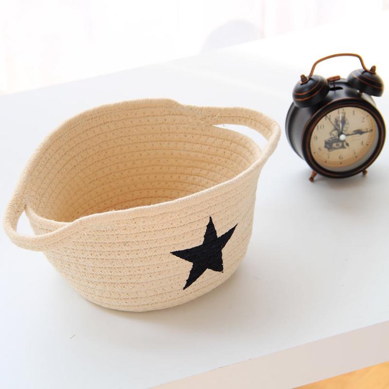 

Household Items Cotton Woven Finishing Basket Nordic Five-pointed Star Cotton Rope Storage Box бежевий