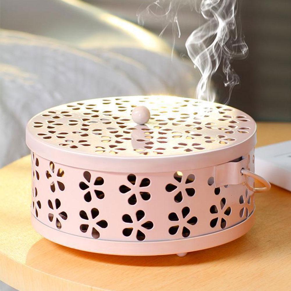 Portable Incense Burner Holder with Lid and Handle Incense Coil Burner Mosquito Incense Burner for Outdoor Garden Patio Camping