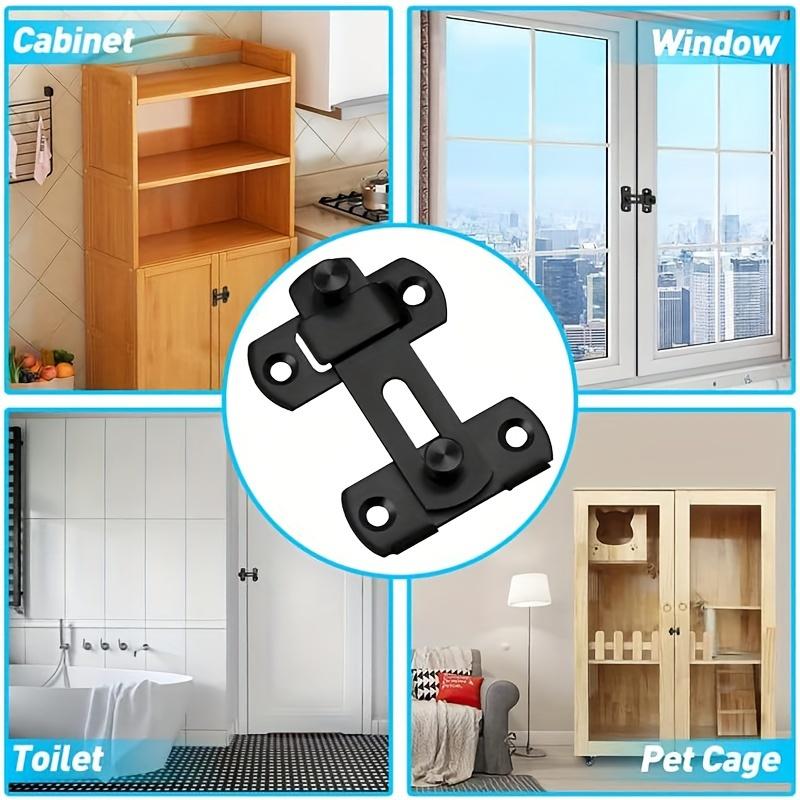 4pcs Sliding Door Security Latch, Stainless Steel Matte Black Barn Door Latch, for Pet Doors, Easy Installation with Screws