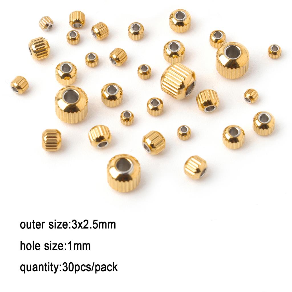 1pack Stainless Steel Loose Beads Screw Grid Oblique Straight Line Tube Shape Beads for Jewelry Making Diy Bracelet Accessories