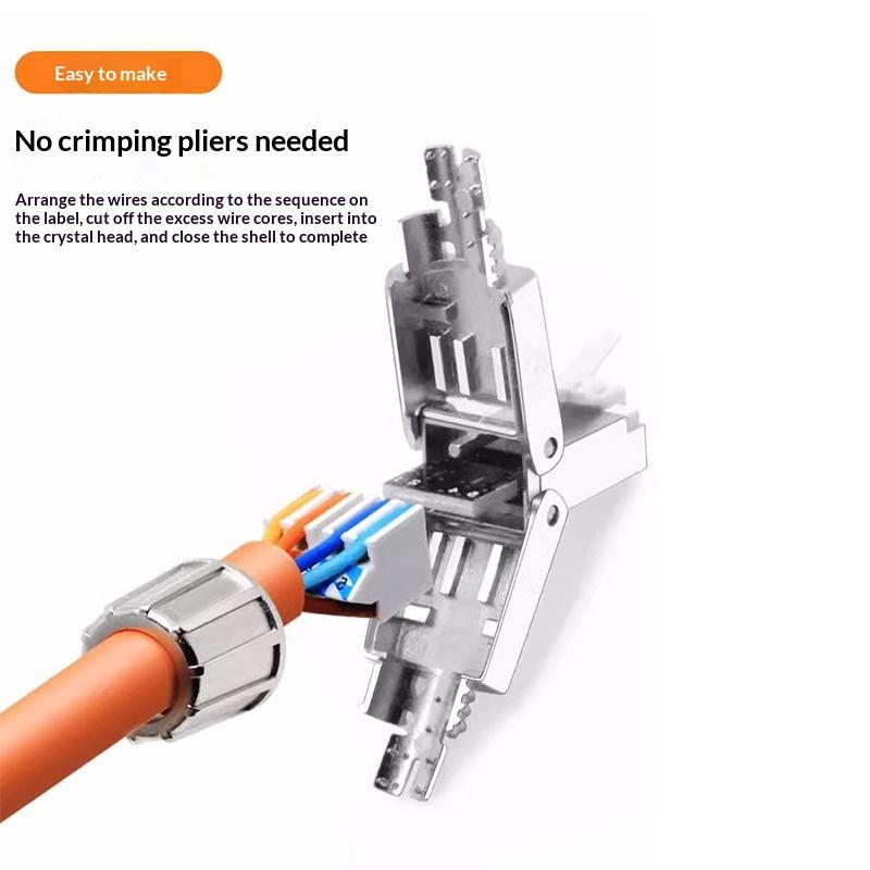 1Pc Cat7 Cat6A Cat8 Rj45 Connector Tool-Free Zinc Alloy Shielded Ethernet Termination Plugs