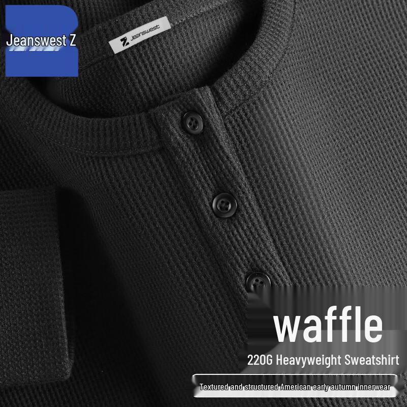 

Jeanswest Men s Waffle Knit Henley Long-Sleeve T-Shirt 4XL