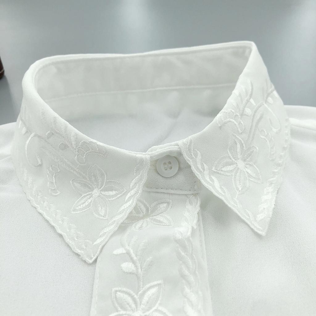 New Floral Embroidered Fake Collar for Sweater Autumn Versatile Neckwear Decoration Half Shirt Detachable Fake Collar
