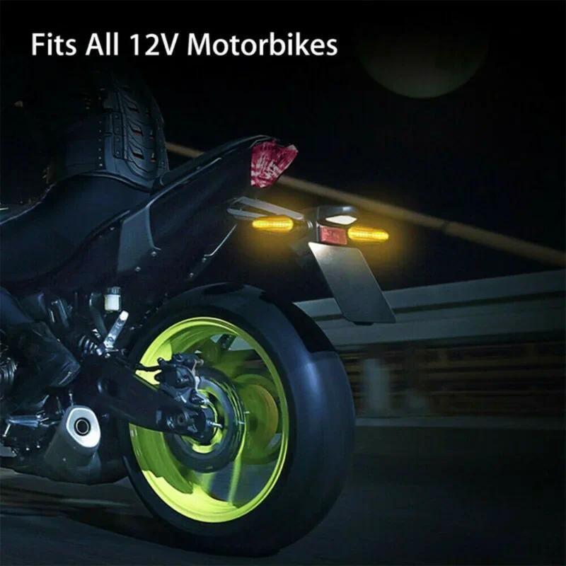 Universal Motorcycle LED Turn Signal Lamp Two Side Sequential Flowing Flash Indicator Lights Amber Running
