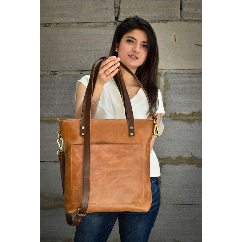 Leather Tote Bag for Woman Leather Purse Anniversary Gift for Her Leather Laptop Woman Work Bag Girlfriend Shoulder Shopper Handmade