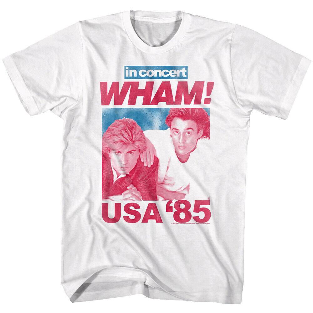Vtg Wham George Michael USA Tour 1985 Cotton Full Size Unisex White Shirt Unisex T-Shirt S