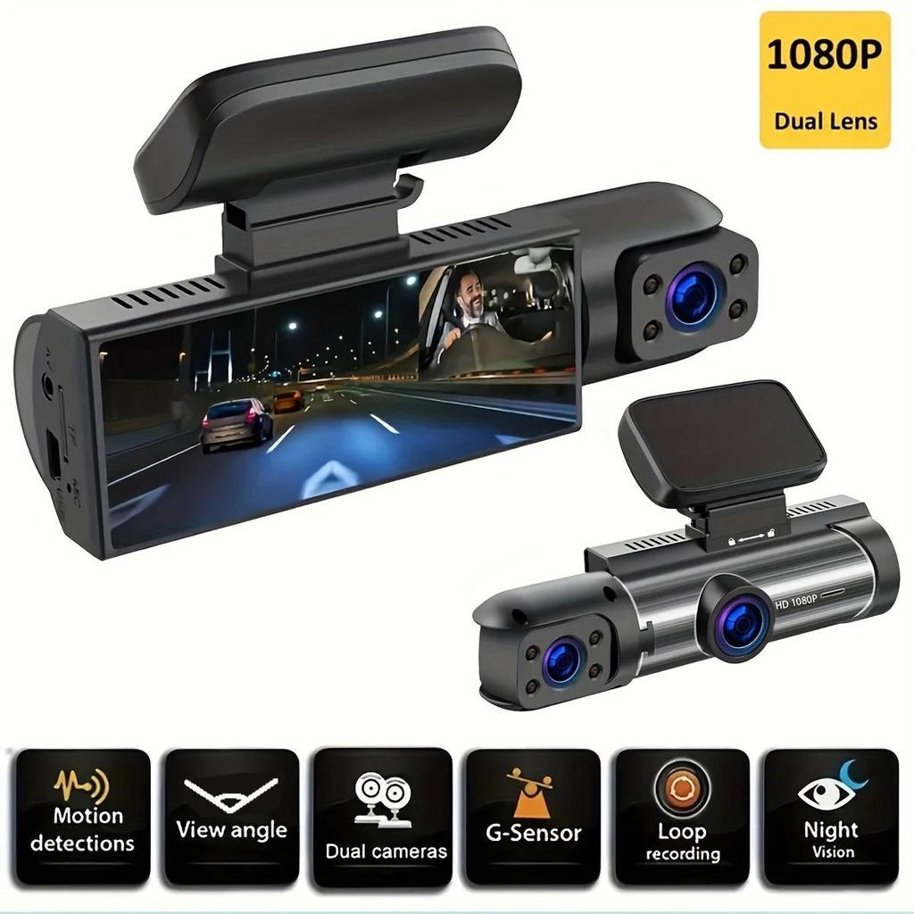 1080P Dash Cam for Cars Dual Camera Front and Inside Car Camera with IR Night Vision Loop Recording Wide Angle Car DVR Camera