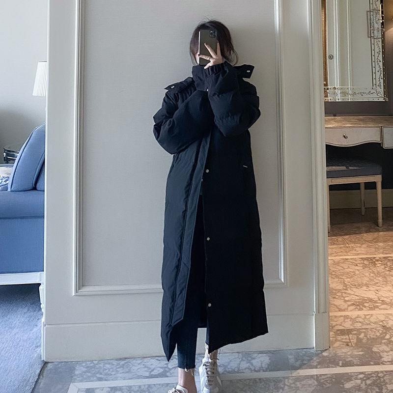 Zimní módní péřová vycpaná bunda pro ženy Dlouhý tlustý svrchní kabát s bundou s kapucí