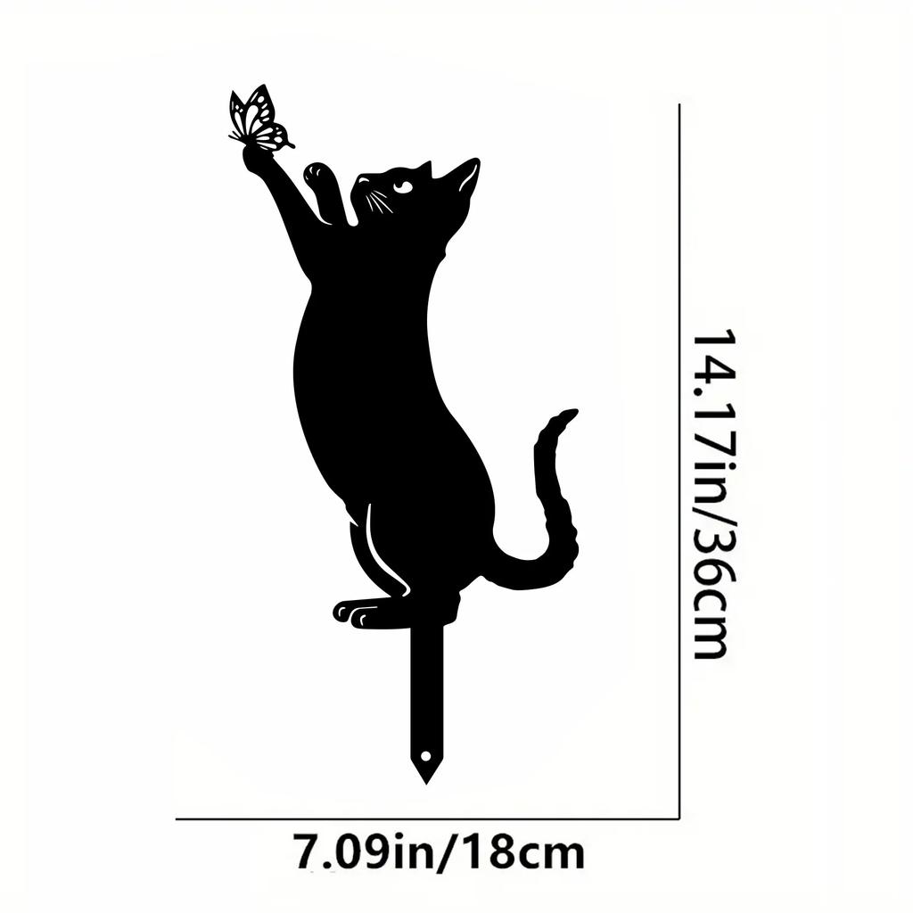 Cat Family Garden Stakes Decorative Cute Cat Garden Metal Decorative Silhouette Animal Outdoor Statues for Cat Yard Garden
