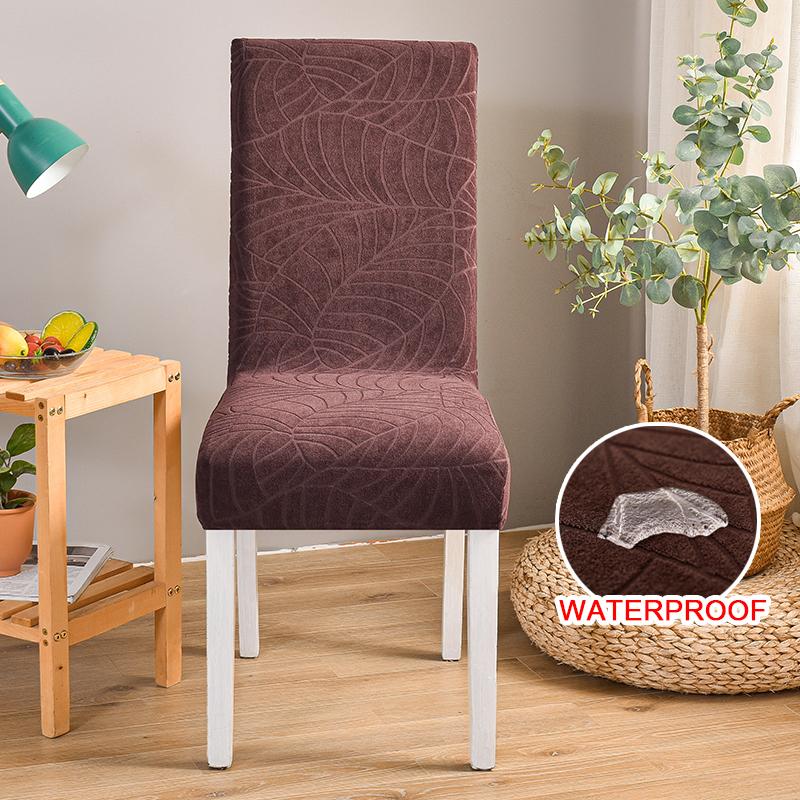 Waterproof Jacquard Chair Cover For Dining Room Thick Fabric Chair Slipcover Protector Washable Seat Cover For El Banquet 1Pc