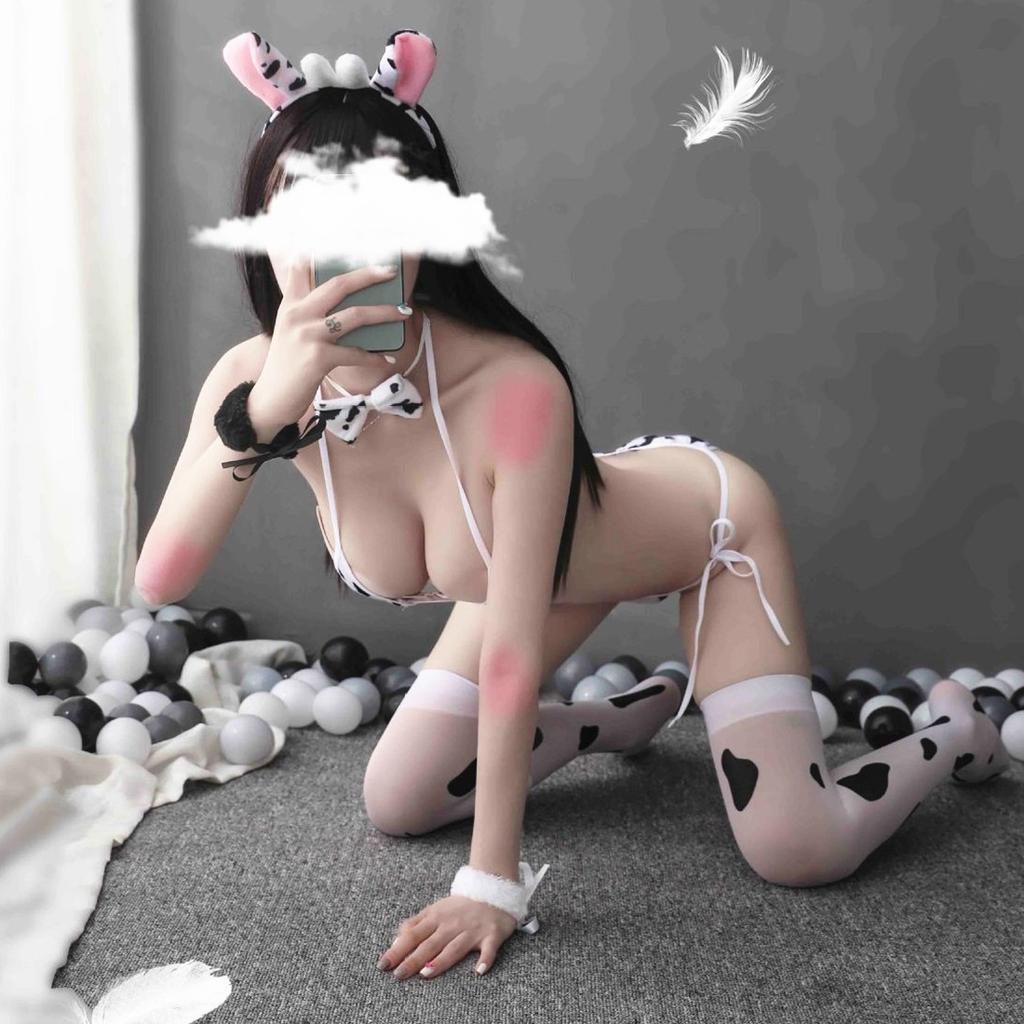 New sex underwear female sexy cute cow three-point role-playing suit uniform temptation sex suit