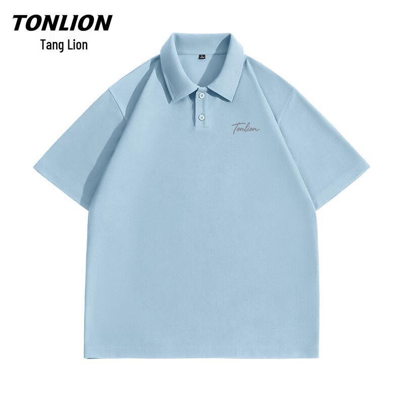 Мужская вафельная футболка-поло с коротким рукавом TonLion 5XL