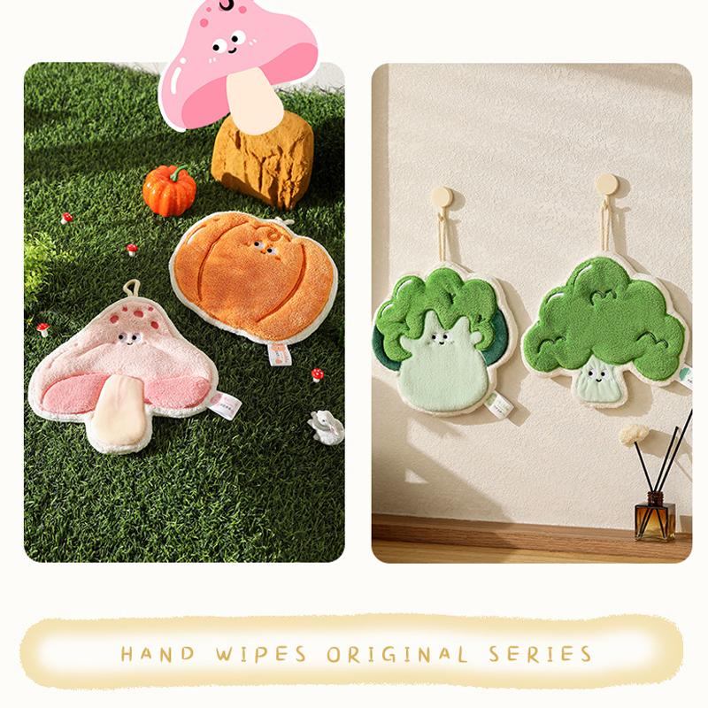 Pumpkin Shape Coral Fleece Hand Towel Three-layer Thick Super Absorbent Quick-drying Towels for Kitchen Bathroom Handkerchief