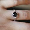 Rose Gold Plated Ring for Women with Synthetic Black Stone Micro Paved Full Diamond Jewelry