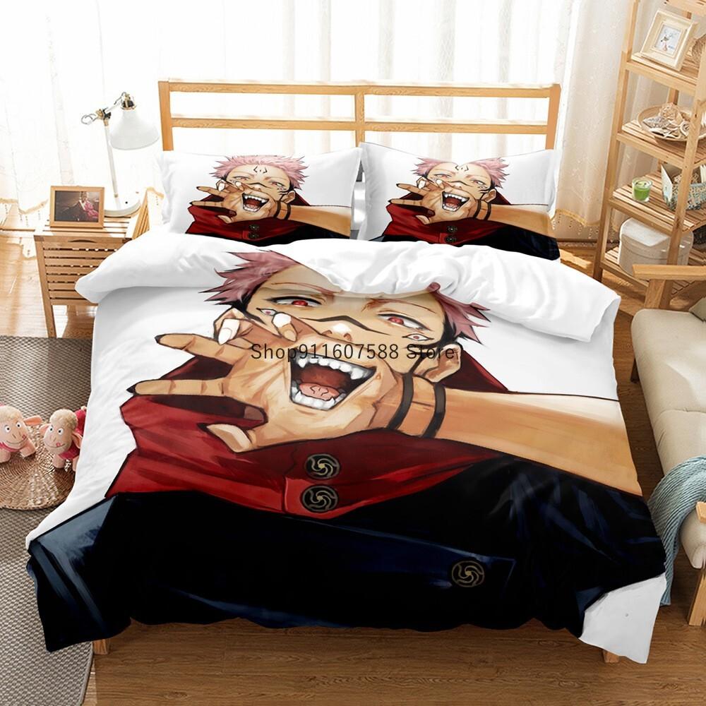 Japonské Anime Jujutsu Kaisen Ložní Souprava Queen King Double Povlak na Přikrývku a Povlak na Polštář Dekorace pro Děti Měkký Domácí Textil