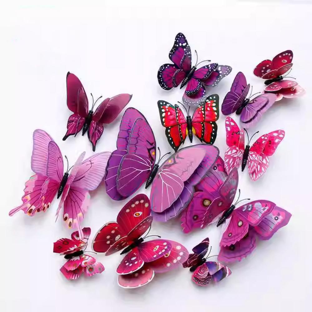 3D Stereoscopic Artificial Butterfly Living Room Decoration Wall Stickers Bedroom Wedding Decor Kindergarten Creative Stickers