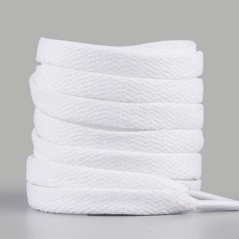 Unisex White Canvas Sneakers with Cotton Flat Shoelaces - Semi-Circular Style