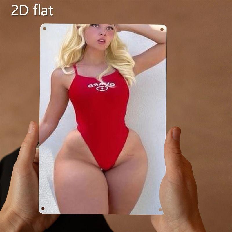 Vintage Kvinlig Silhuett Metall Logotyp för Bar & Garage