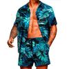 Spring and Summer Loose Beach Casual Men's Clothing Floral Print Fashion Top Shirt Set