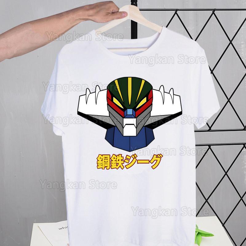 

80s Mecha Anime Kotetsu Jeeg Casual Short Sleeve The Avenger Steel Jeeg Robot Manga Tshirt Manga Unisex T-shirt Tees 2XL