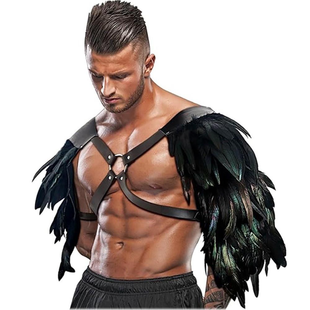 Feather Cloak Gothic Shoulder Armor Double Shoulder Medieval Guards Pirate Cosplay