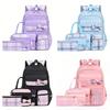 3pcs/set School Backpack for Girls Bookbag Elementary Middle School Bags Student Cute Plaid Backpack with Lunch Bag Pencil Bag