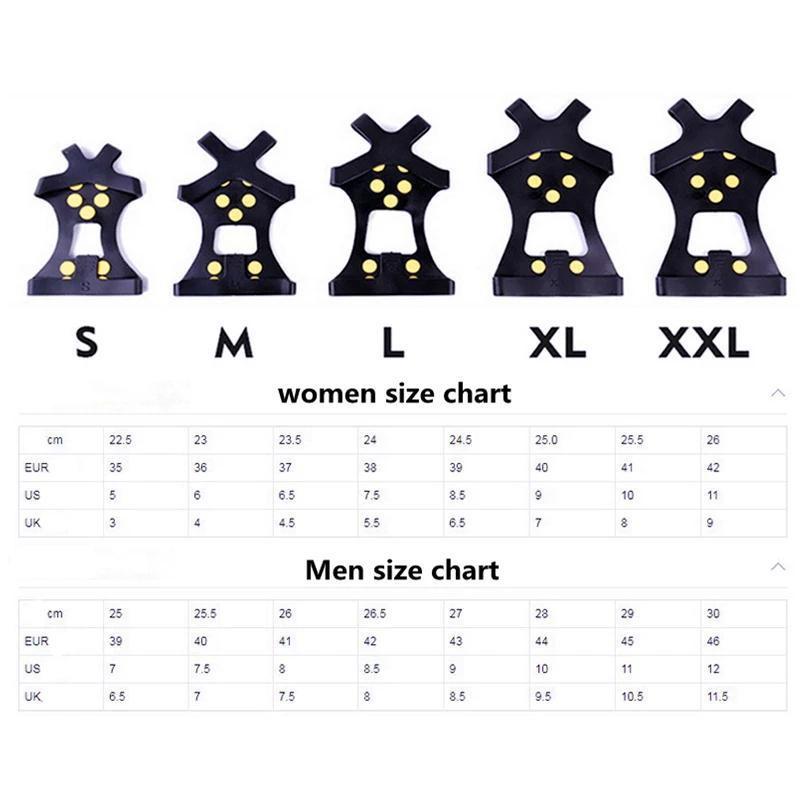1Pair 10 Studs Anti-Skid Snow Ice Thermo Plastic Elastomer Climbing Shoes Cover Spikes Grips Cleats Over Shoes Covers Crampons