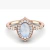 7X5 MM Oval Natural Moonstone  925 Sterling Silver Rose Vermeil Designer Engagement Women Ring