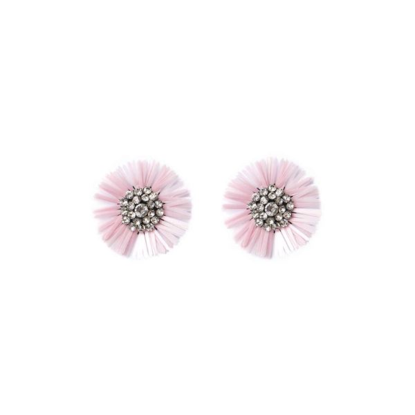 Ditole Mirabo Vintage Sequin Flower Earrings-Baby Pink