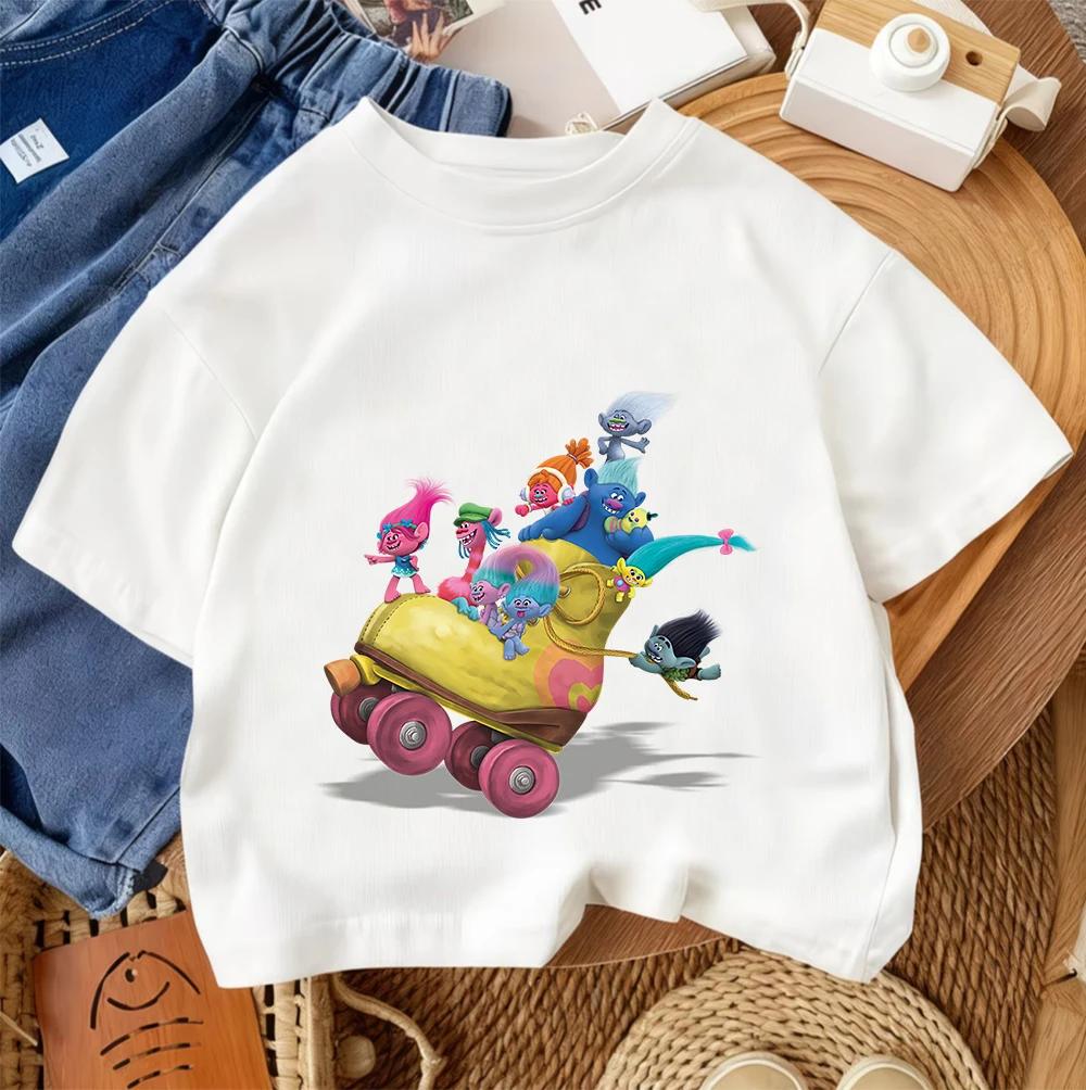 Summer Children's T-Shirt, Troll Fashion Print, Casual Street Style